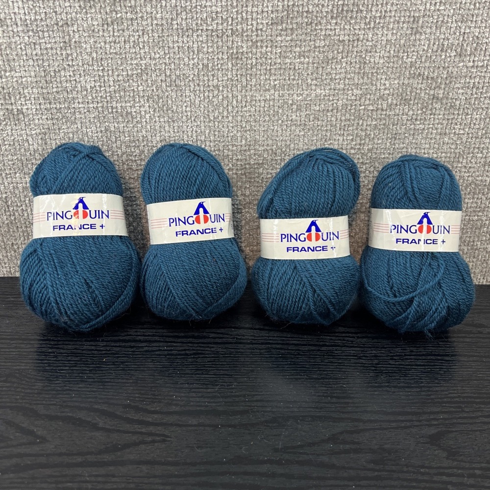 4 Skeins of Pingiun France+  50% Wool/50% Acrylic Yarn 3/4 Needle Blue New‎ 50g